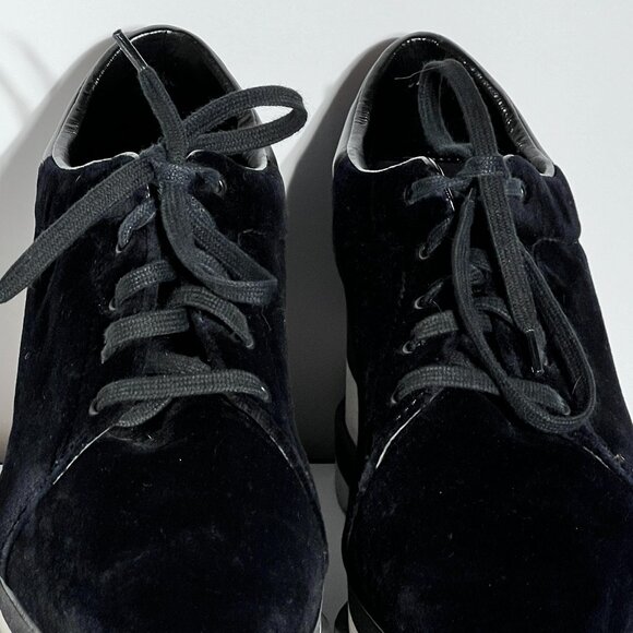 Stella McCartney Sneak Elyse Black Velvet Platform Shoes Sz 38/8 - Picture 7 of 10